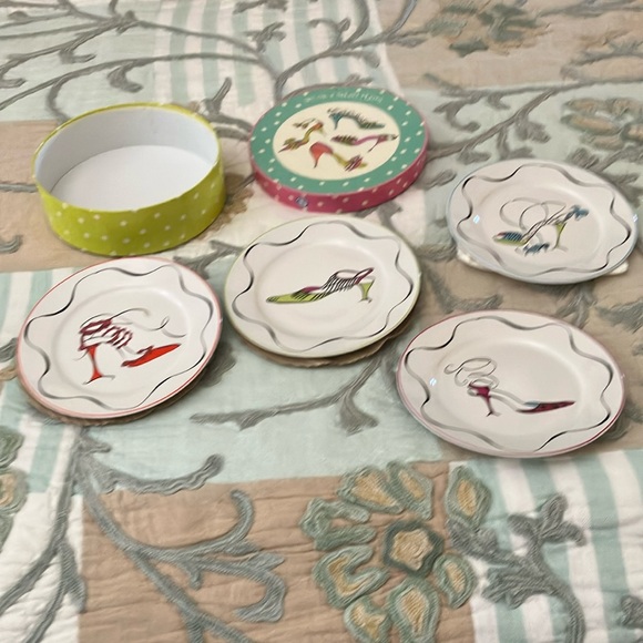 Rosanna Other - NIB Rosanna 4 salad plates in a box. Fun pattern with shoes